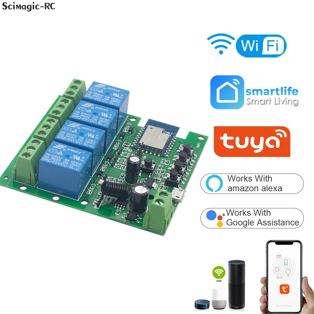 EWeLink Smart Télécommande sans fil Module universel 4 canaux DC 5 V 12