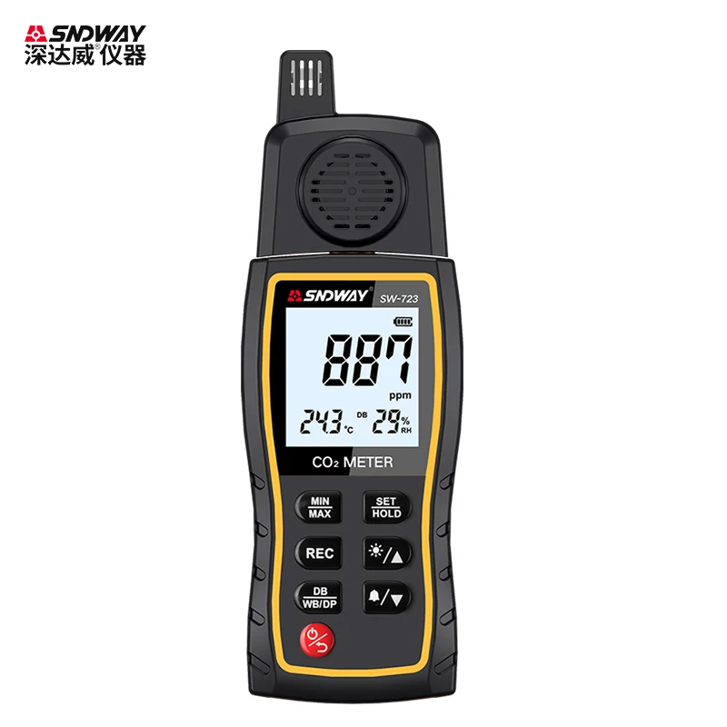 SNDWAY Digital CO2 METER SW-723 Carbon Dioxide Gas Detector Handheld 0-9999PPM Industrial/Household 3In1 Tester Thermohygrometer