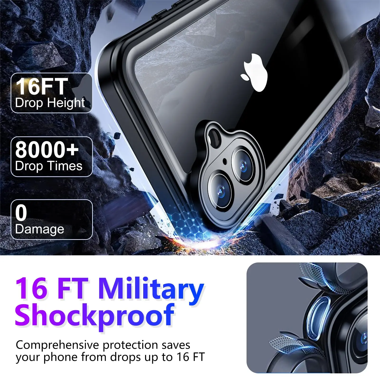 Shellbox Professionelle Wasserdichte Hülle Geeignet für iPhone 16ProMax 17 Air 15 14Pro Handyhülle 360 Grad Rundum-Schutz Sturzsicher – Detail 4