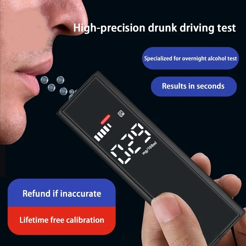 High-precision Alcohol Tester Portable Non-contact Professional Led Digital Display Drunk Driving Alarm Quick Tester