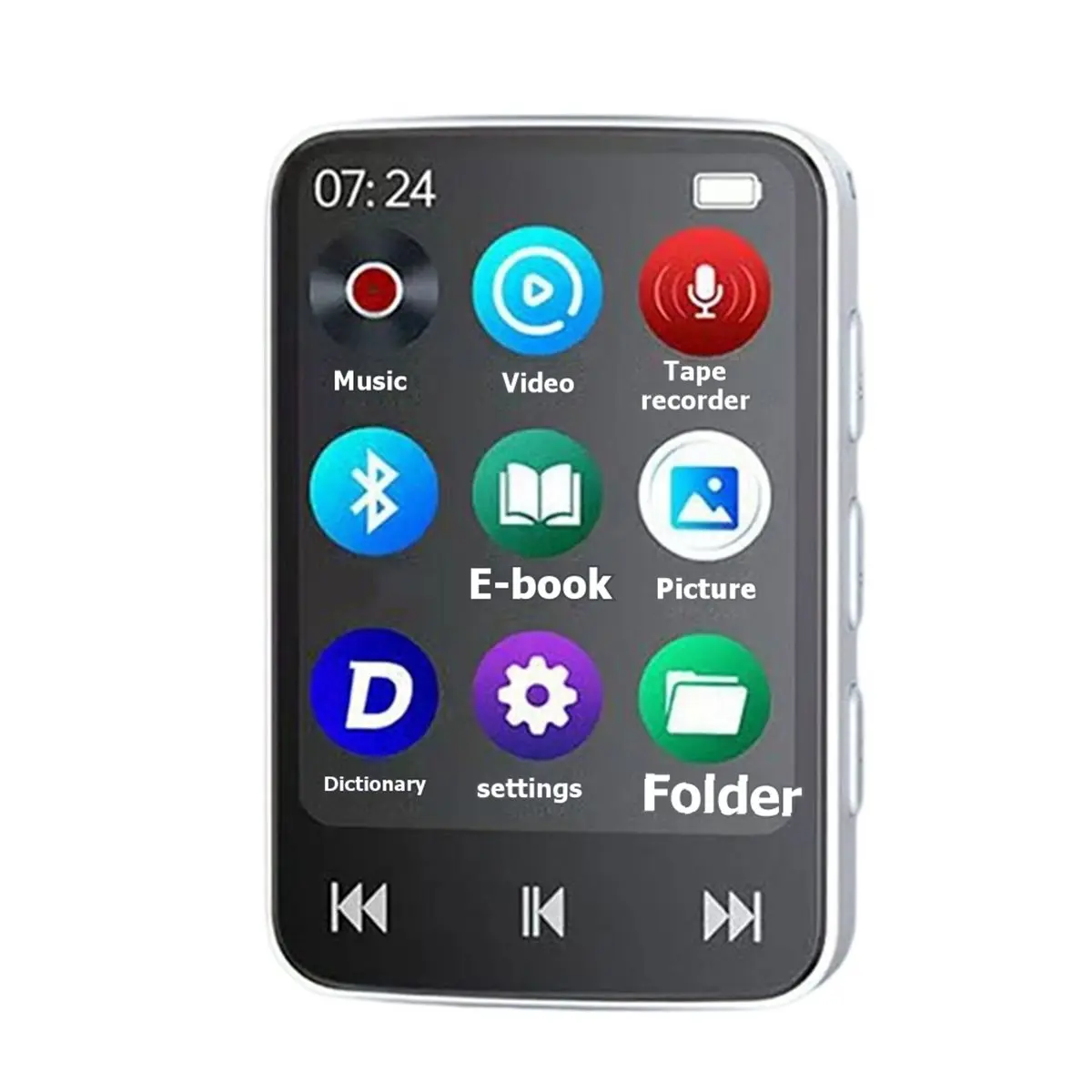 DT75BG Bluetooth 5.0 Portable MP3 MP4 Player 1.8 Inch Mini Video Playback MP4 with LED Screen Recording E Book for Student