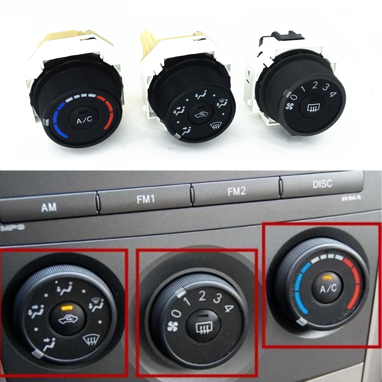 

Wind Direction Switch Knob + Wind Speed Switch Knob + Air Panel Console Switch Knob A/C Knob For Toyota Corolla Verso