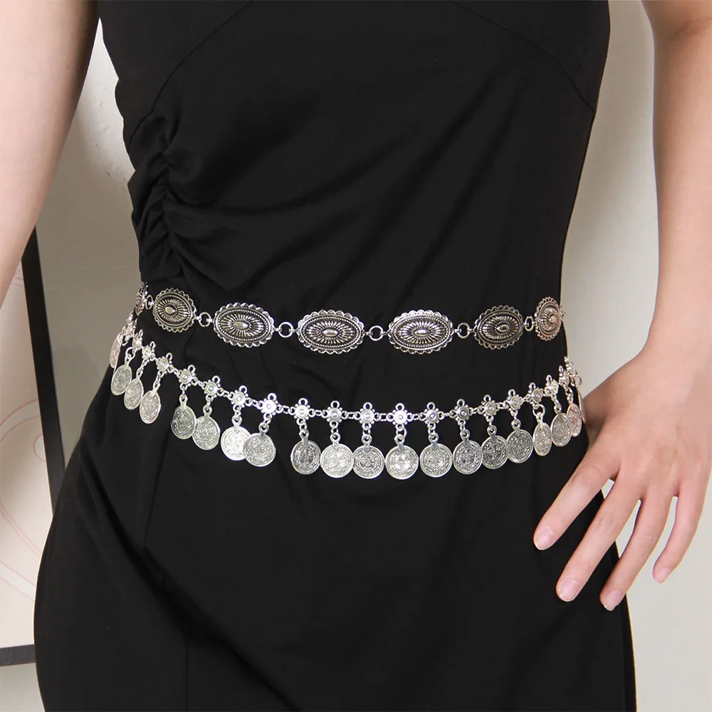 

Retro Ethnic Waist Chain Bohemia Metal Chain Belt Women 2025 Summer Versatile Match Skirt Pants Dress Belly Belt Chain Waistband