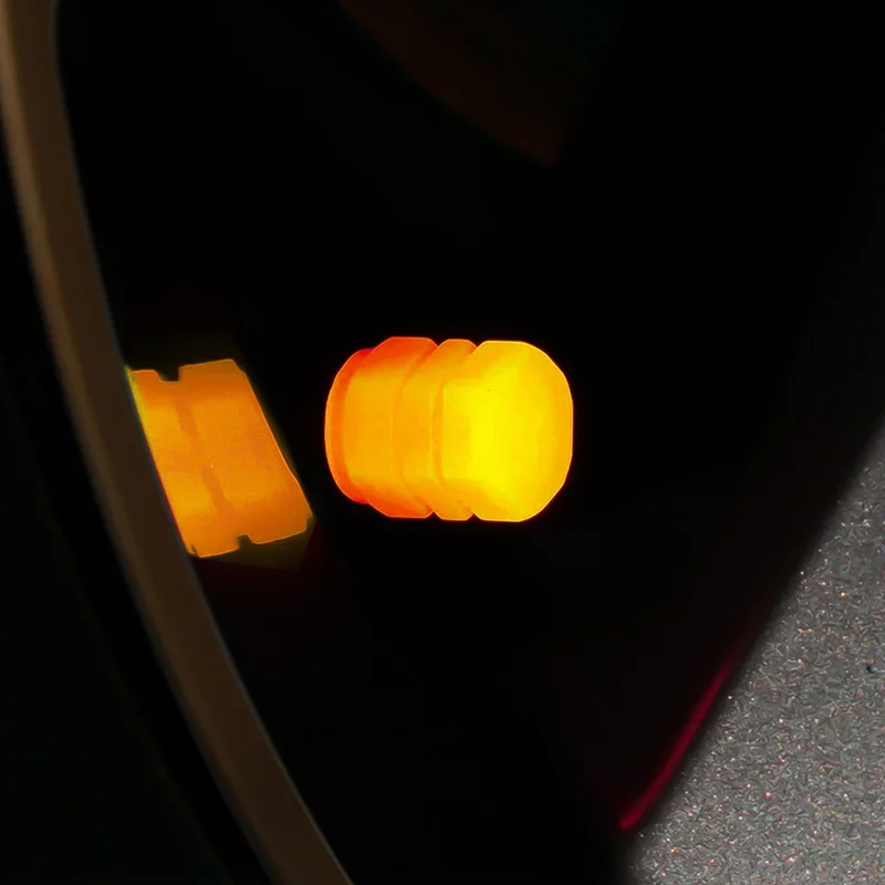 Orange Luminous Tire Valve Cap Car Motorcycle Bike  Universal Night Glowing Caps Dustproof Cover Automobile Accessories