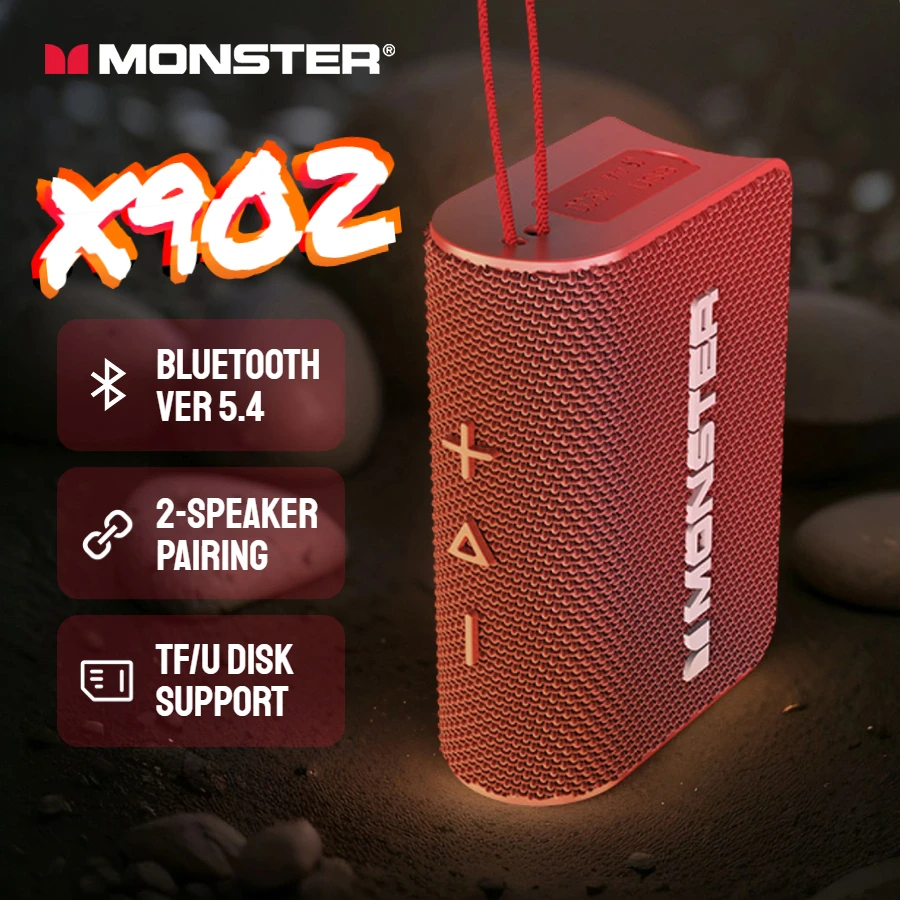 

Monster X902 Portable Bluetooth 5.4 Speaker Mini Outdoor Bluetooth Sound Box TWS Stereo Pairing Wireless Portable Speakers