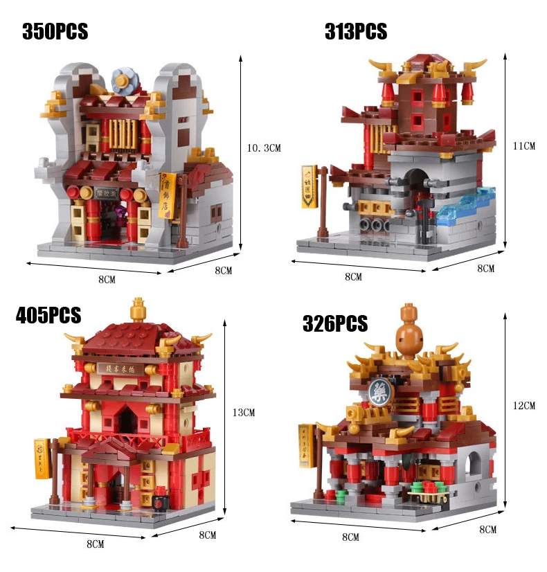 

Chinatown Building Block China City Mini Street View Bricks Streetscape Blacksmith Medicine Shop Inn Jewelry Store Toy For Gifts