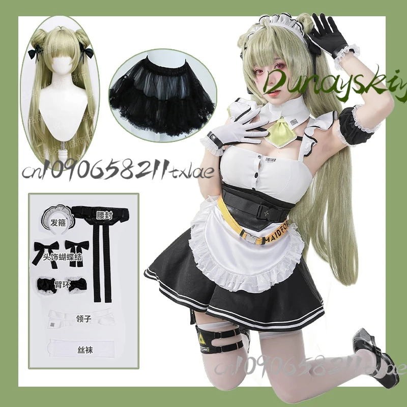 

NIKKE Goddess of Victory Snow White Maid Outfit Cosplay Costume Set Wig Dress Petticoat Hair Accessories Halloween Anime Con
