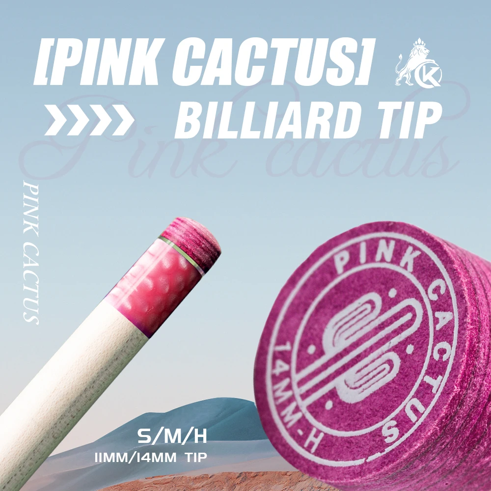 

Розовый наконечник для кия PINK CACTUS, наконечник 11 мм/14 мм из многослойной свиной кожи с S / M / H для аксессуаров для бассейна и снукера