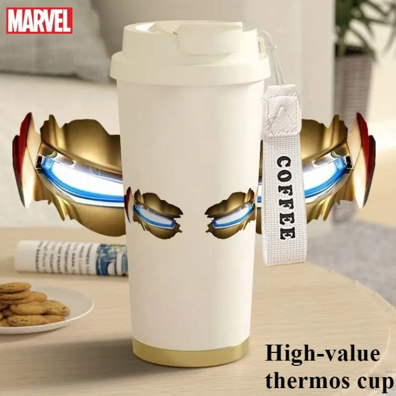 

New Marvel The Avengers Iron Man Peripheral Movies Creative Cartoon Minimalist Print Stainless Steel Large Capacity Thermos Mug