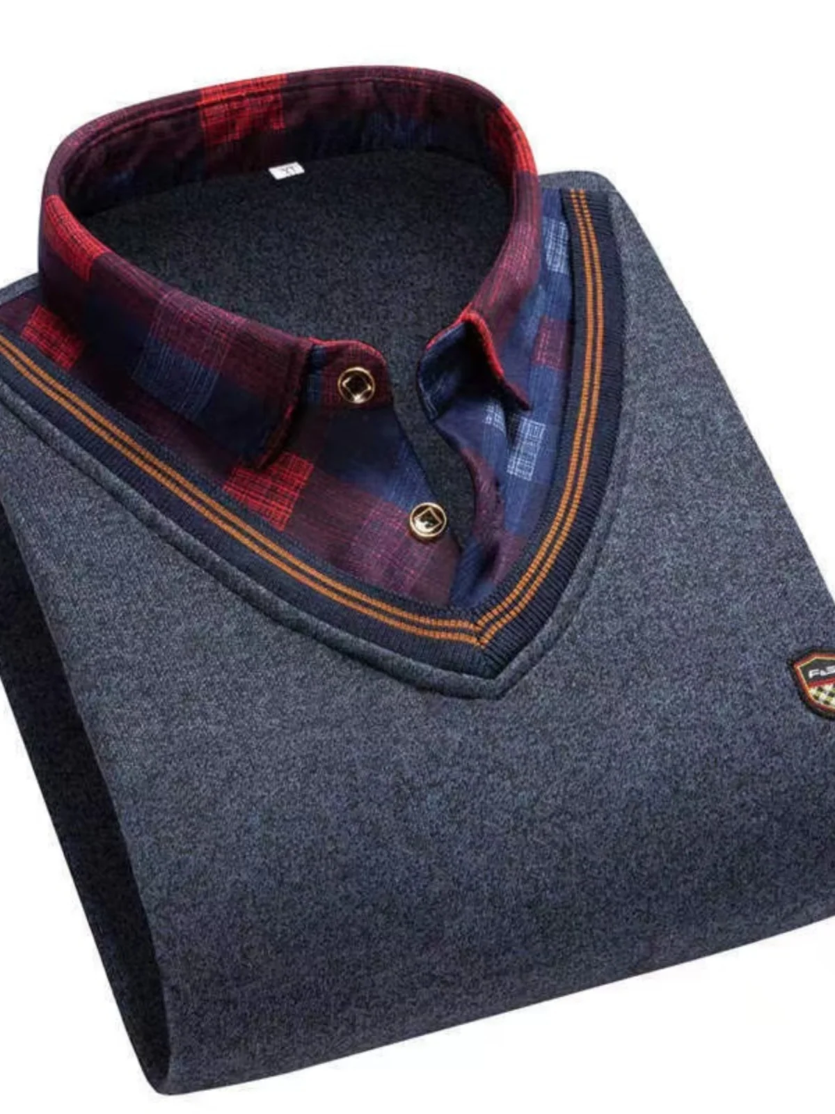 

Мужской повседневный тонкий длинный вязаный свитер Sve с воротником irt, искусственный двухсекционный весенне-осенний модный универсальный свитер для папы Busin Ca...