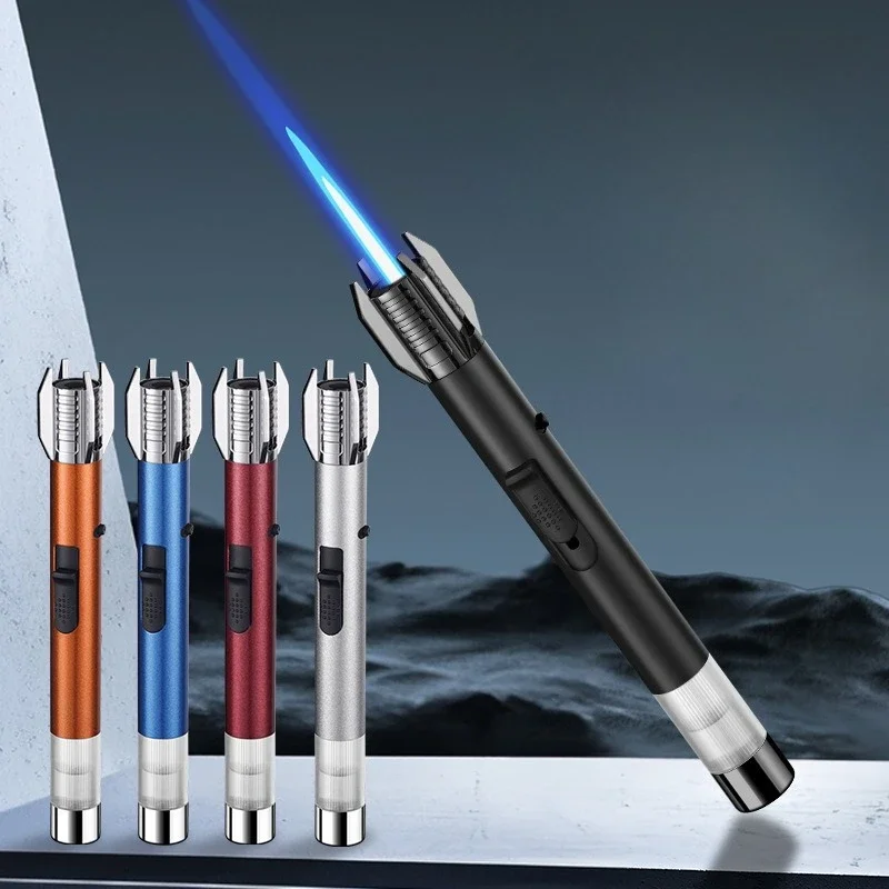 

Black Samurai Butane Torch Lighter, High-Temp Blue Jet Flame Windproof for Outdoor Camping BBQ Baking Refillable Gas Ignition