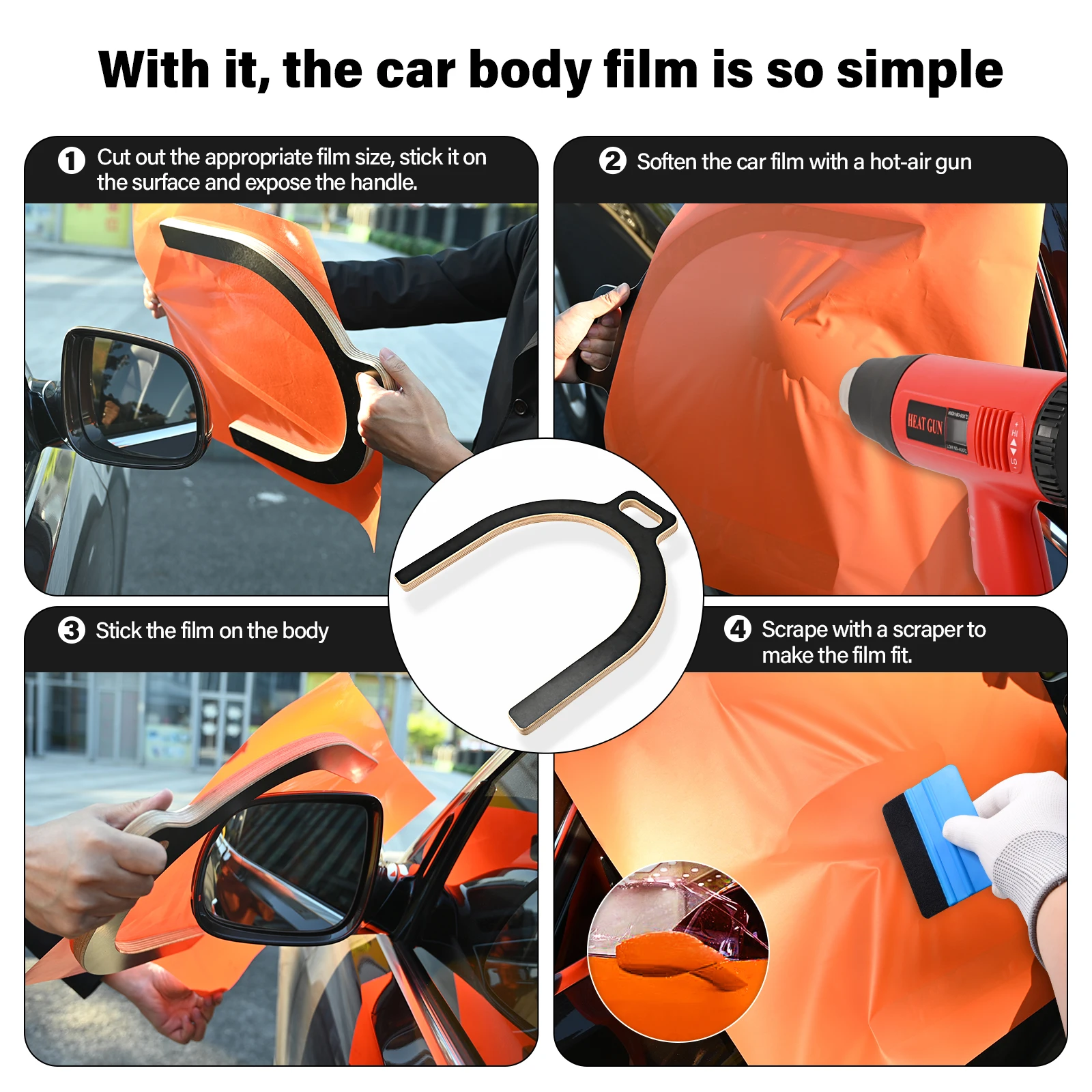 FOSHIO Car Film Covering Wrap Tool Rearview Tints Protection Vinyl Applicator Vehicle Roof Antenna Sticker Styling Installation