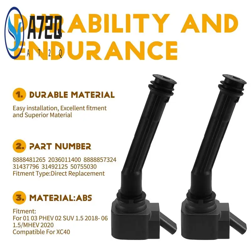 

A72Q-4PCS Car Ignition Coil For Volvo Geely Coolray Jiaji LYNK&CO 01 02 03 05 06 1.5T 8888857324 2036011400 8888481265