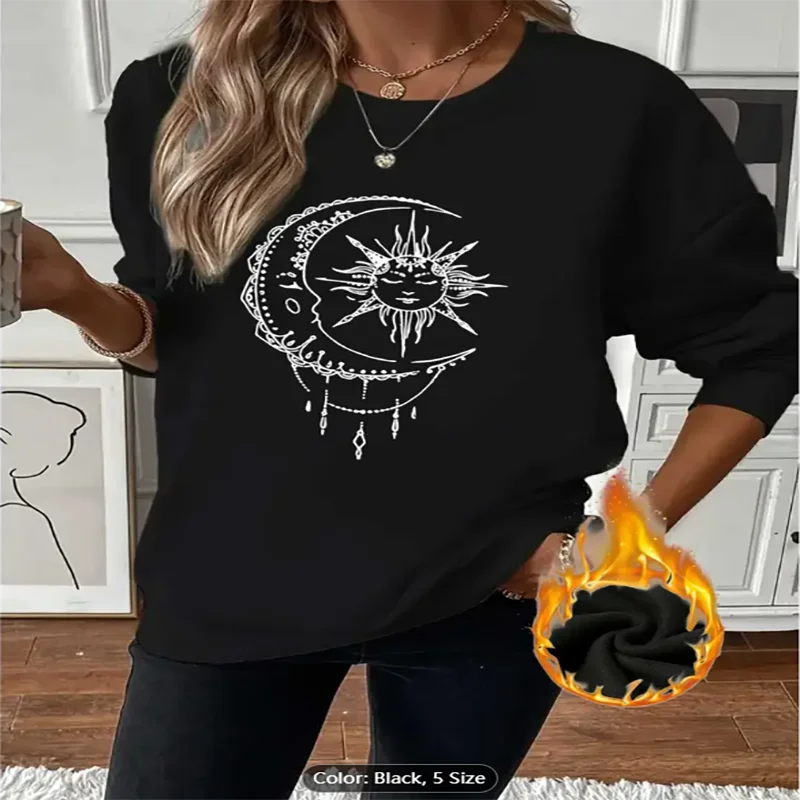 

Женская толстовка Sun Moon Dreamcatcher с графическим принтом на флисовой подкладке, повседневный пуловер большого размера, топ для любителей мистического стиля