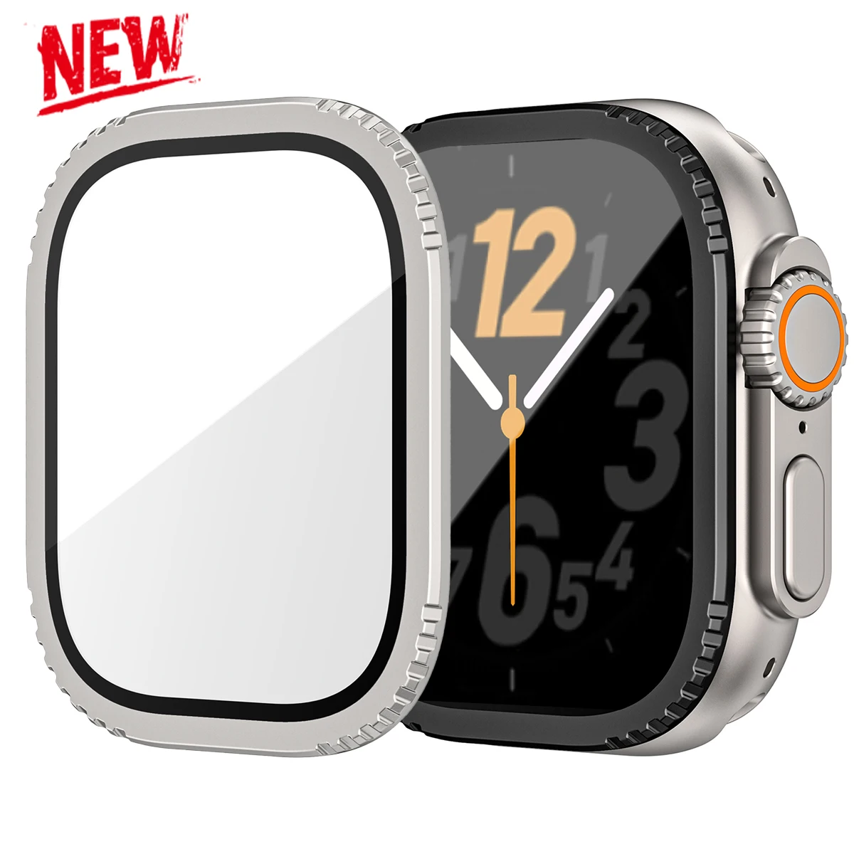 Schutzrahmen + Panzerglas für Apple Watch Ultra 3 2 1 49mm Legierungsmetallgehäuse Kratzfeste Abdeckung für iWatch 49mm Schutzfolie