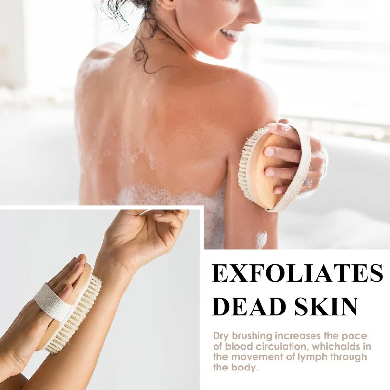 مدلك حمام ناعم للاستخدام المنزلي، فرشاة سبا للجسم ذات شعيرات طبيعية للبشرة الرطبة والجافة #6