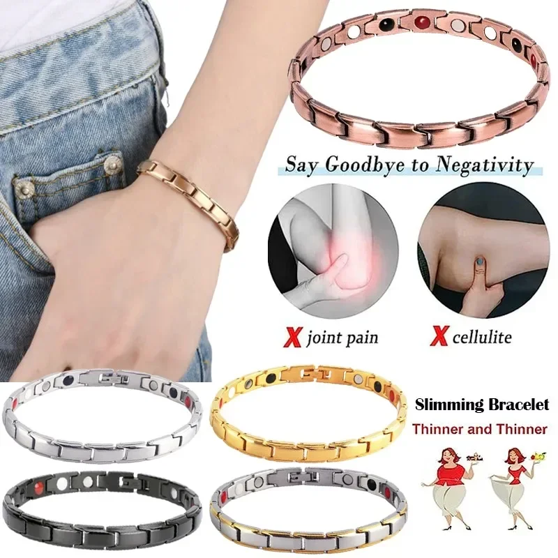 Trendy Magnetic Stainless Bracelet for Women Twisted Healthy Therapy Magnets Magnetite Bracelets Slimming Bracelets Jewelry