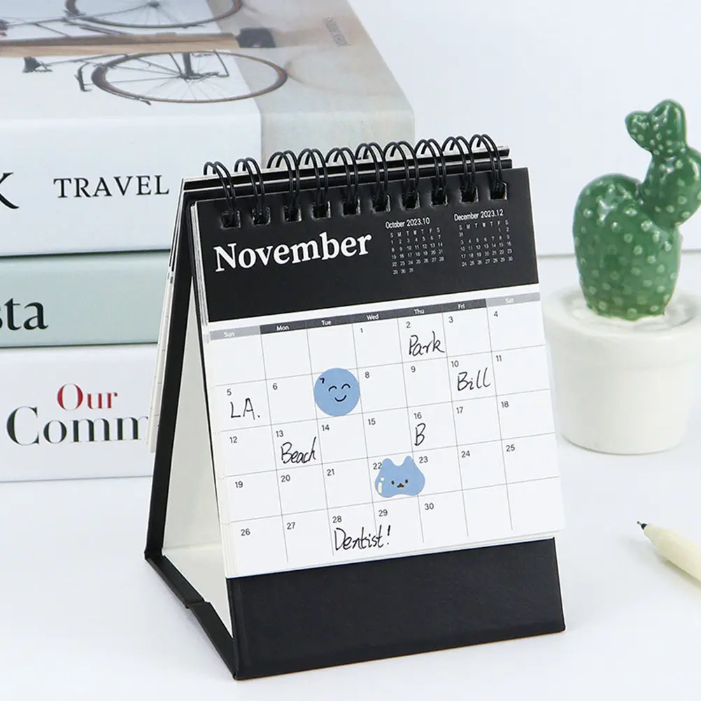 

Simple Paper Desk Calendar Decorative Standing Monthly Calendar for Office Home Study Desktop Decoration Daily Planner Organizer
