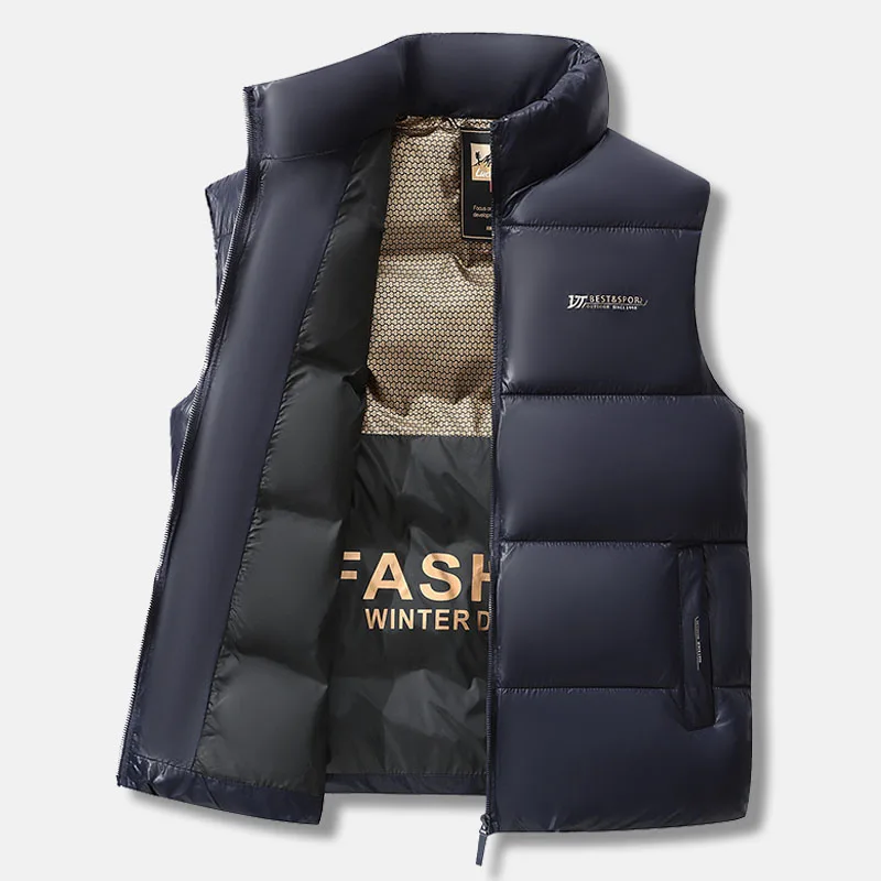 

Men's New Autumn winter high quality vest stand collar luxury keep warm vest Fashion leisure trend comfortable Men clothing tops