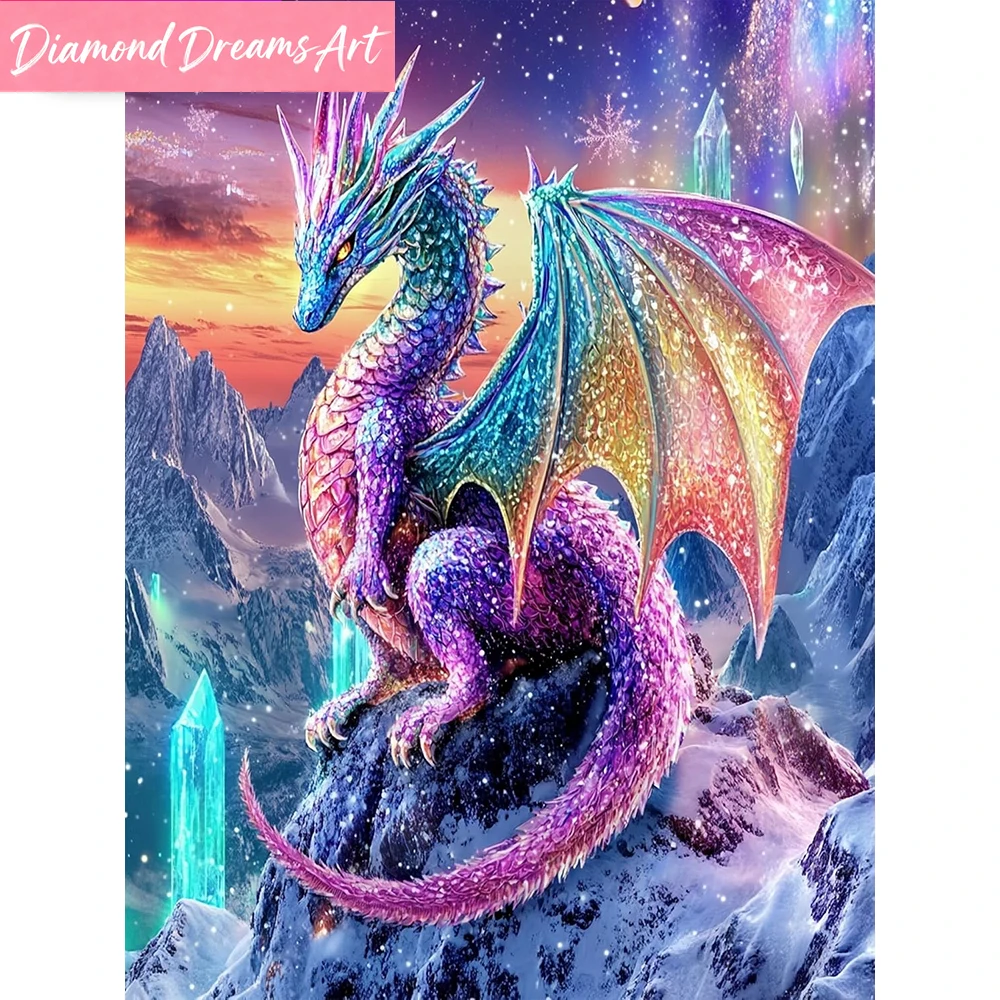 5D DIY Diamant-Mosaik Dinosaurier Tier Vollquadrat Rundes Diamantbild Drachen-Motiv Strass Neujahrsgeschenk, Rahmenlos