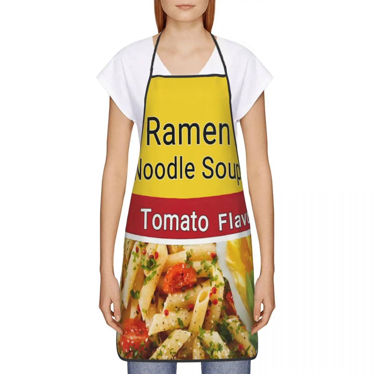 Custom Ramen Noodle Soup Tomato Flavor Funny Aprons Women Men Adult Unisex Chef Bib Tablier Cuisine Cooking Baking Painting