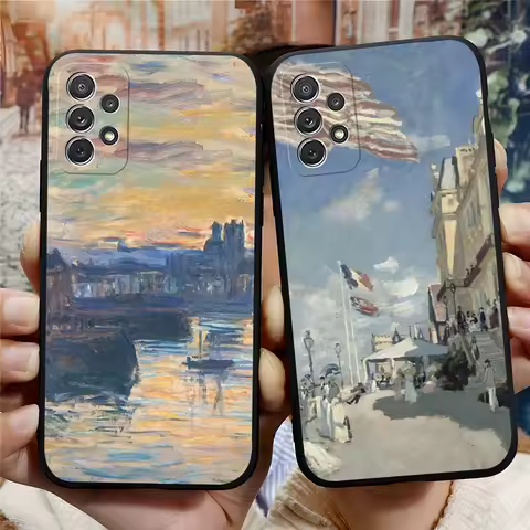 Monet oil painting Art Phone Case for Samsung Galaxy S24 S23 S22 S20 S21 Ultra Fe Plus M54 A34 A54 A24 A52 A53 Coque