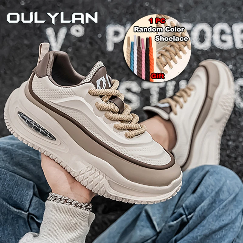 

Oulylan Casual Thick Soled Running Shoes Popular Height Increasing Sports Footwear Men Wear-resistant Lace Up Sneakers