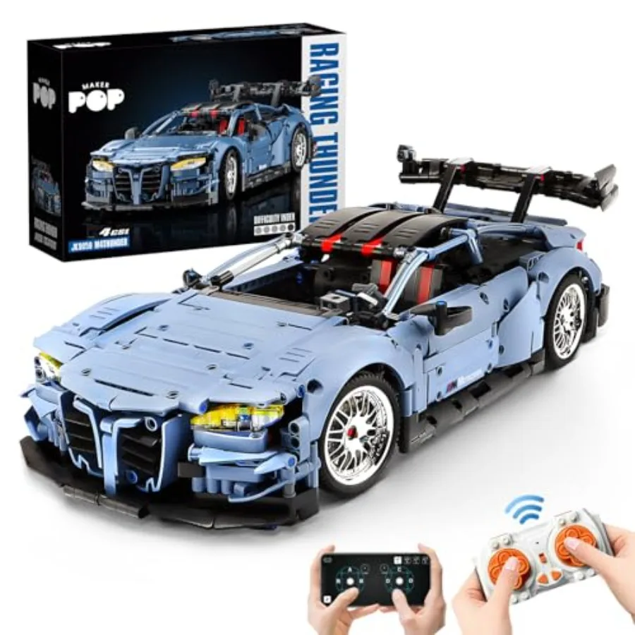 

Remote Control Car Building Kit for Technical Enthusiasts: 1:10 M4 Champion Racing Car Construction Toy with ABS Plastic Parts