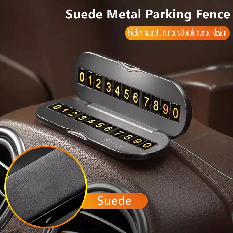 

WEIHAO Car Phone Number Plate Suede Temporary Parking Card Hidden Plates Car Park Stop Multiple Number Parking Gadgets