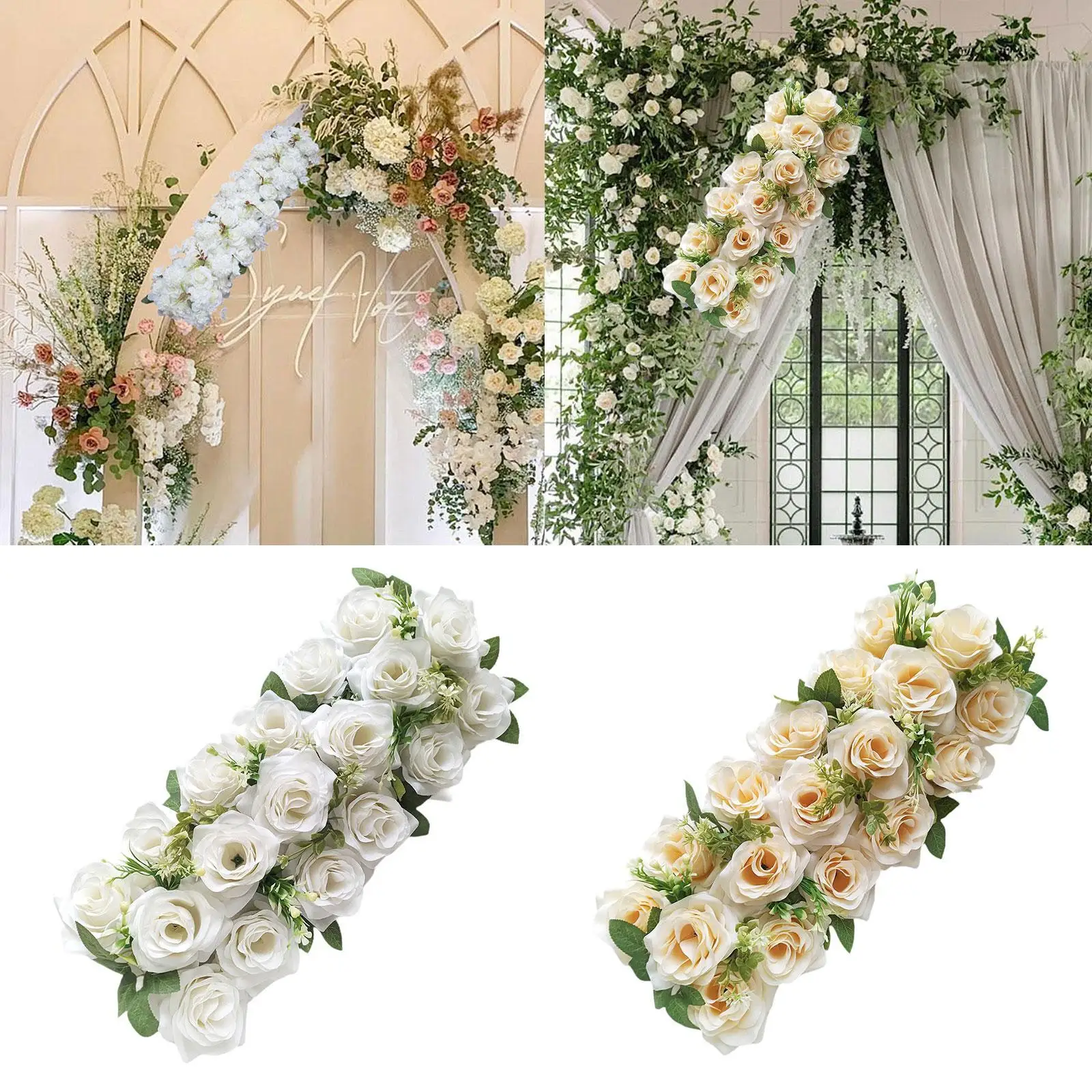 

Flower Wall Panel 50x22cm 3D Silk Rose Floral Decorative Floral Backdrop for Table Setting Outdoor Wedding Banquet Stage