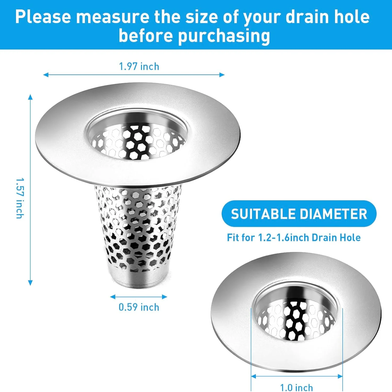 2PCS Bathroom Sink Drain Strainers, 1