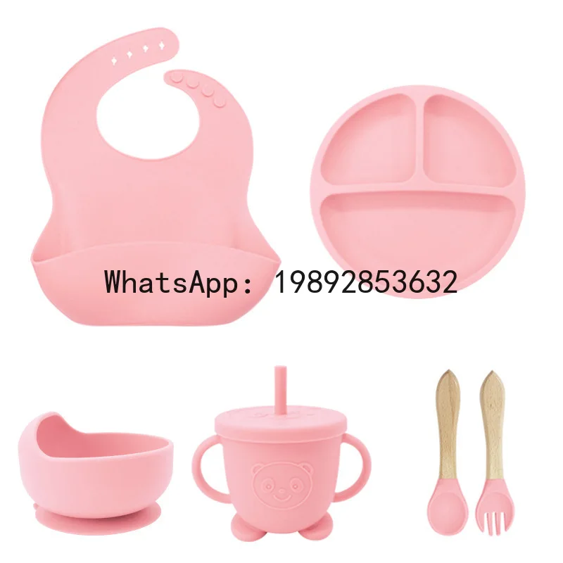 أدوات مائدة من السيليكون للأمهات والرضع، وعاء طعام للأطفال، مستلزمات التغذية، مريلة من طبق السيليكون للطعام #5