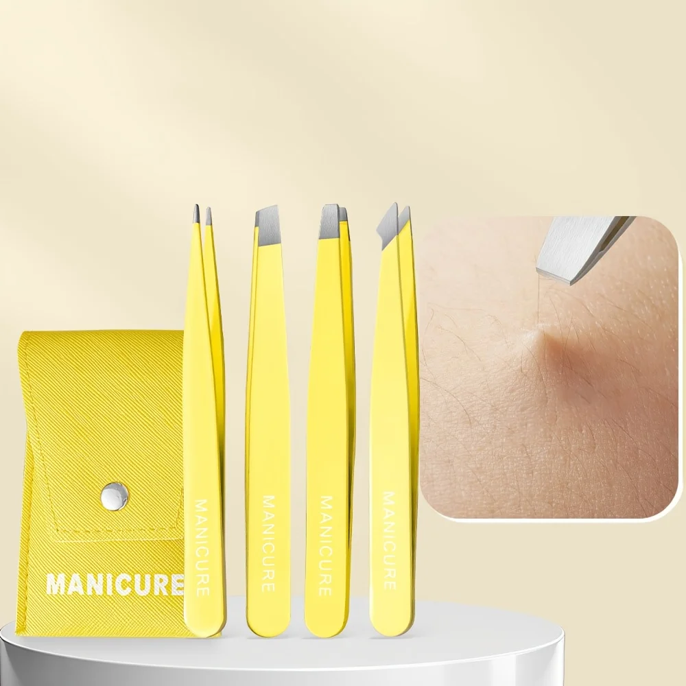 مجموعة ملاقط مائلة احترافية من الفولاذ المقاوم للصدأ مزيل شعر الحواجب والوجه عالي الدقة مع نصائح رفيعة متعددة الأغراض