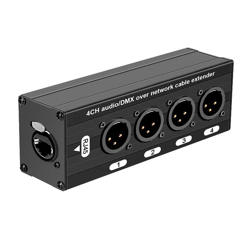 4 Channel XLR to RJ45 Extender Over Cat5 Cat6, Multi-Functional DMX Extender for Stage & Sound Equipment