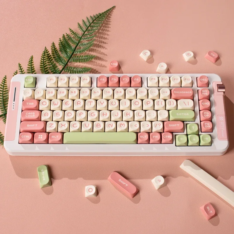 

MOA Keycaps 130 Keys PBT Double Shot Pink Green Brown for 64 68 75 84 96 980 100 Mechanical Keyboard Girl Gift GK61 Anne Pro 2