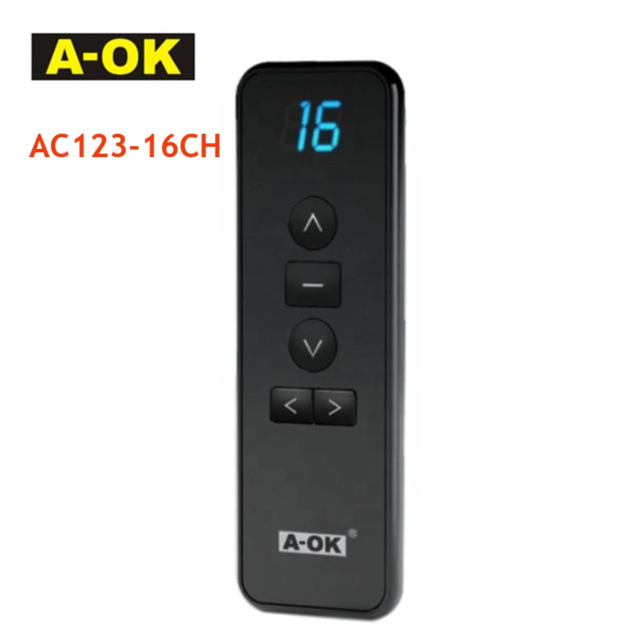 A-OK Noir de la série ACree Déterminer la télécommande pour un moteur électrique OK Curtian RF433, Commande sans fil du rideau Ouvrir/Fermer