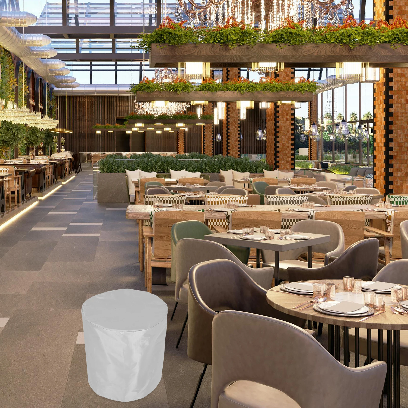 

Round Outdoor Table Cover Grey Weather Resistant for Cooler Bar Tables Tables Garden Furniture Cooler Cover