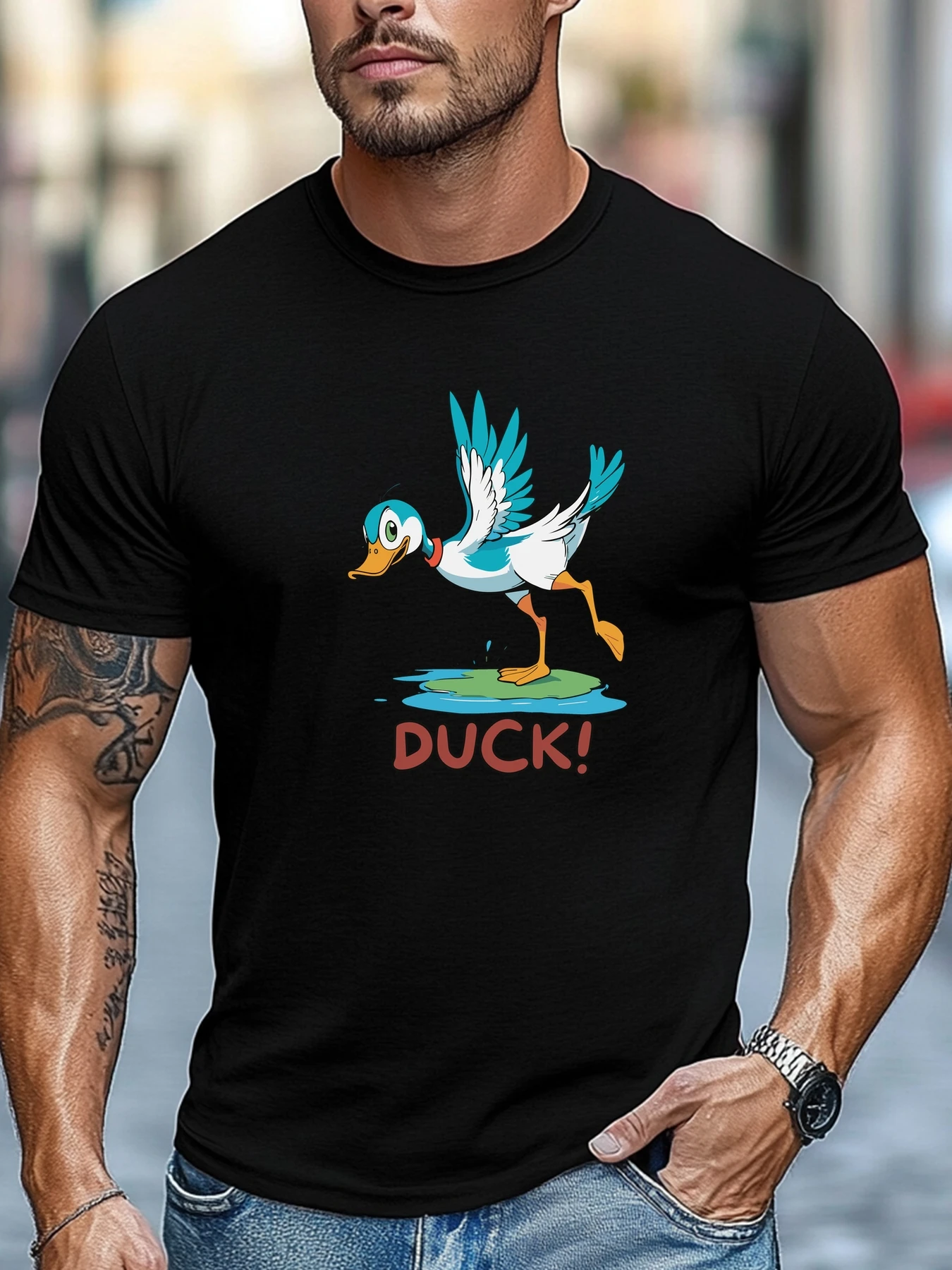 

Men's short sleeve t-shirts Duck Print Pattern Summer T-Shirt Daily Tops