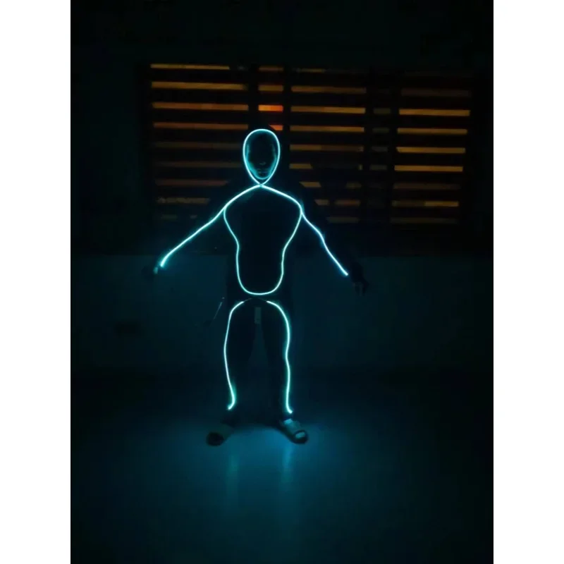 LED Robot Costume Matchstick Man Tron Dance Wear Stage Performance Rave Outfit Nightclub Party Festival Clothing Adult Clothes