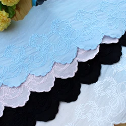 Cotton Embroidered Flower Lace Fabric, Sewing Applique, Ribbon Collar, Wedding Guipure Decor, Dubai, DIY, White Pink Black Blue