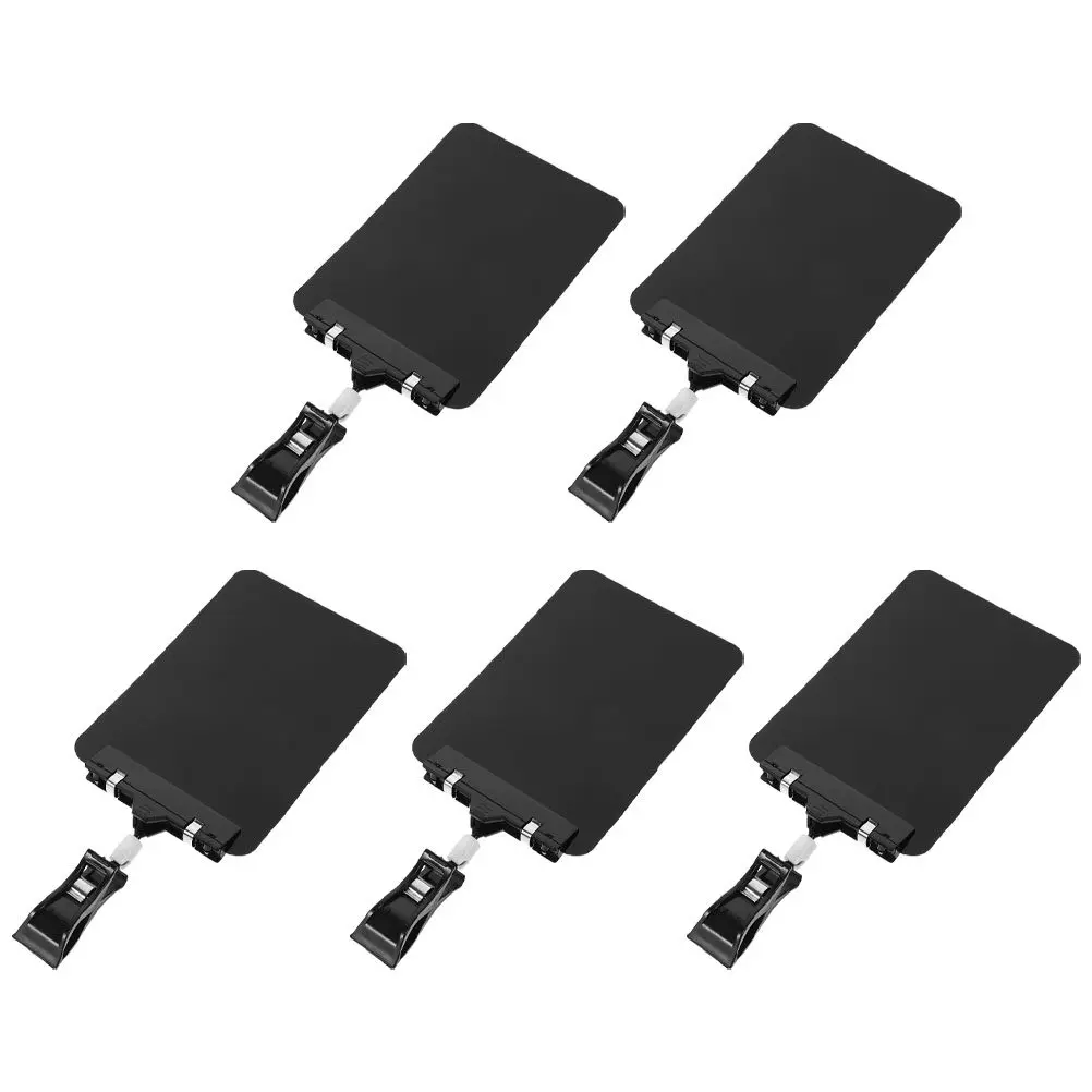 

5Pcs Reusable Chalkboard Food Tags Clip Plastic Rotating Display Signs Black for Retail Produce Pricing