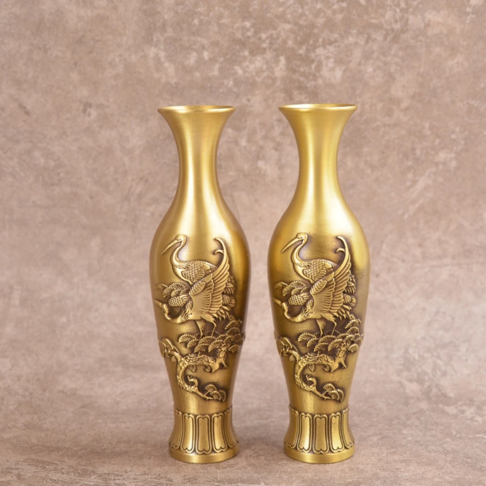 

Vase Home Hptel Decor Brass Copper Vase Indoor Vase Home Crane Design Ornament - Unique Decorative Vase Copperware Craft Vase