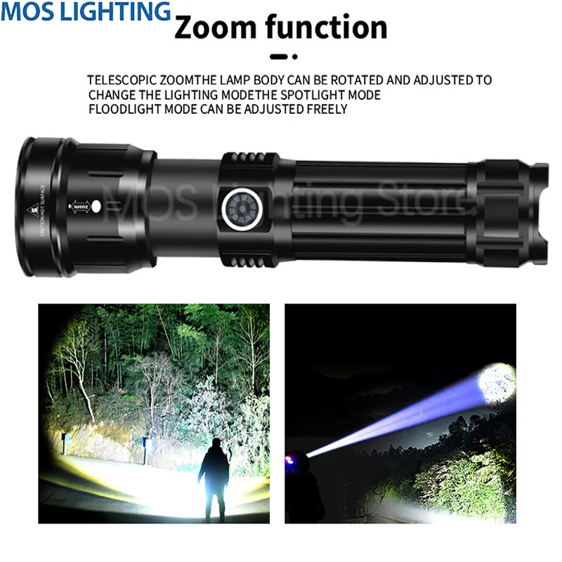 Super Bright Multifunction LED Flashlight Portable Torch USB Rechargeable Self Defense Outdoor Camping Tactical EDC Flash Light