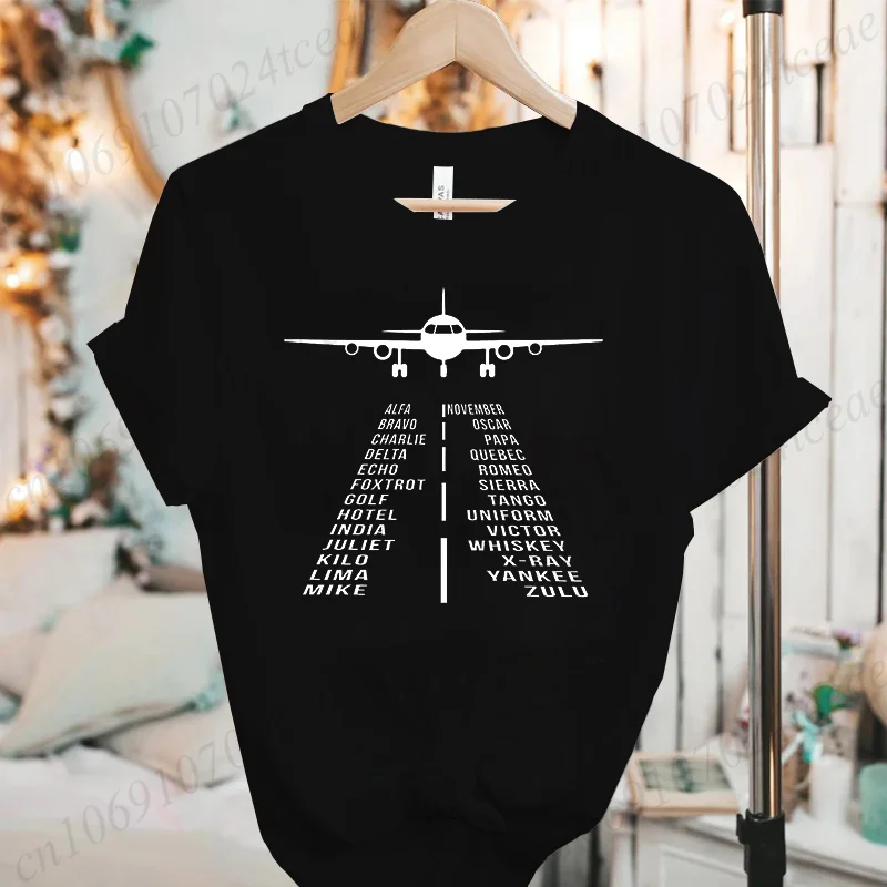 เสื้อยืดลาย Airplane Mode สำหรับผู้หญิง เสื้อผ้าลำลองใส่สบาย เสื้อยืดแฟชั่นฤดูร้อน เสื้อยืดสำหรับเดินทาง LW02