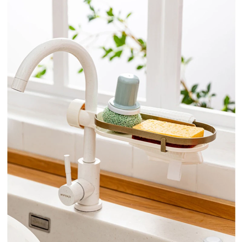 Faucet Storage Dry Rack Adjustable Metal Kitchen Bathroom Sink Sponge Cloth Drain Holder Soap Drainer Shelf Dishcloth Rag