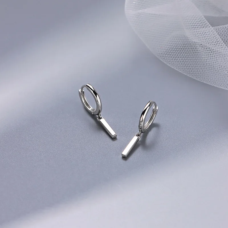 New 925 Sterling Silver Long Earrings Round Simple Style Ear Buckle Birthday Party Gift for Women Fine Jewelry Accessories