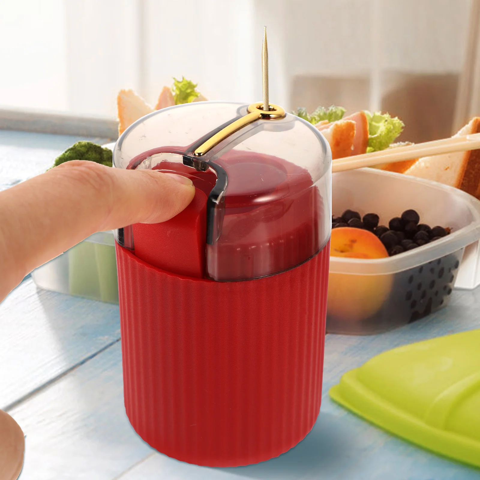 

2Pcs Toothpick Holder Mini Storage Container PP Pressing Dispenser Safe Material Home Travel Outdoor Camping Use