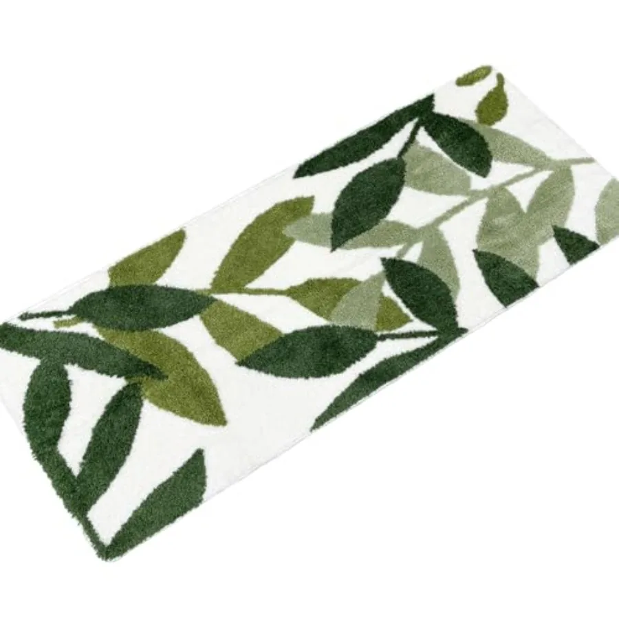 

Bathroom Runner Rugs - Extra Large Green Bathroom Rug for Bathtub Shower Room Wash Basin Bedroom Strong Water Absorbent Non Sli