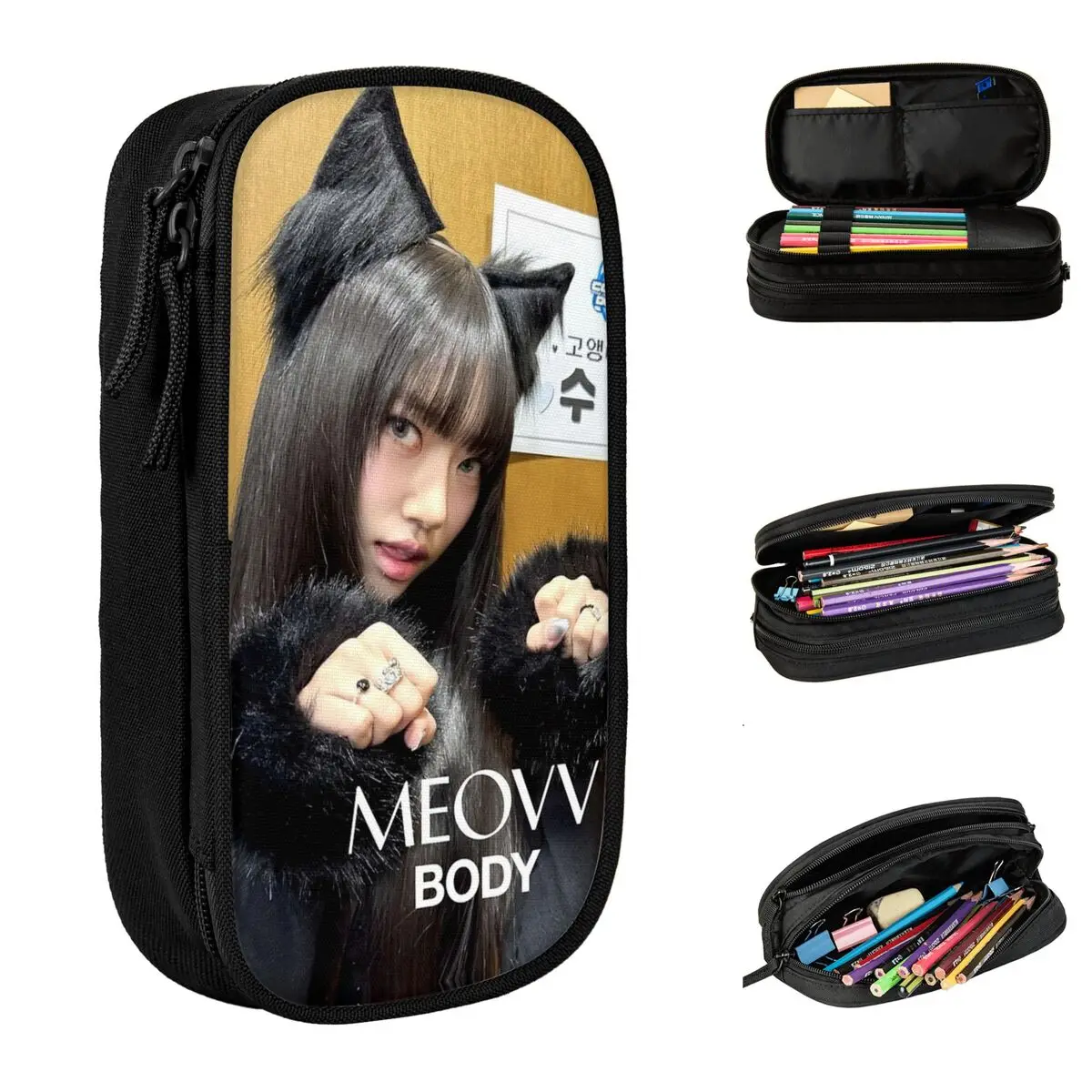 MEOVV TOXIC SOOIN مقلمة Kpop قلم رصاص الحقيبة القلم للطلاب حقيبة تخزين كبيرة الطلاب مدرسة سستة القرطاسية