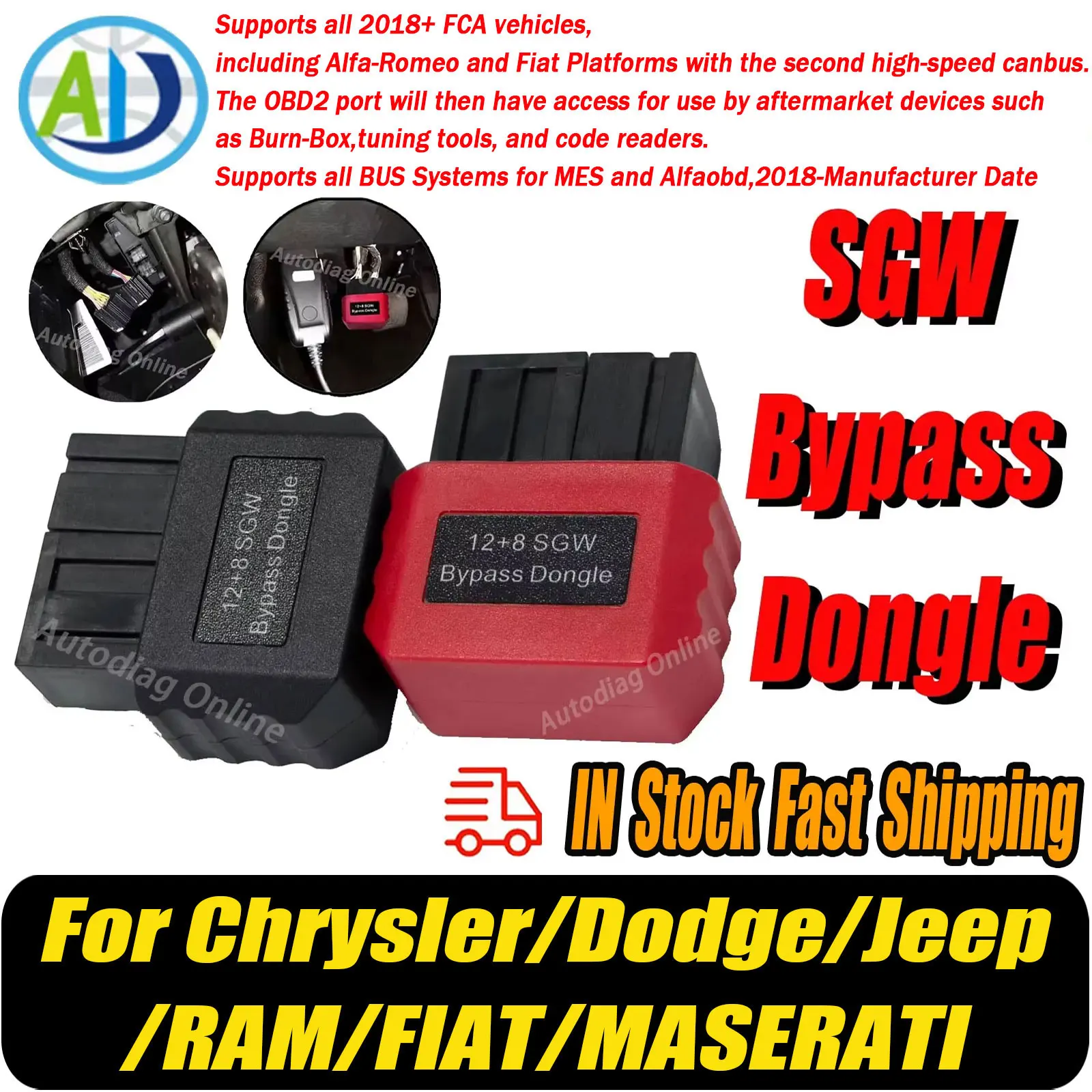 

Адаптер OBD2 Security Gateway для FCA, диагностический адаптер OBD2 для Chrysler/Dodge/Jeep/RAM/FIAT/MASERATI, 12+8 SGW Bypass Dongle